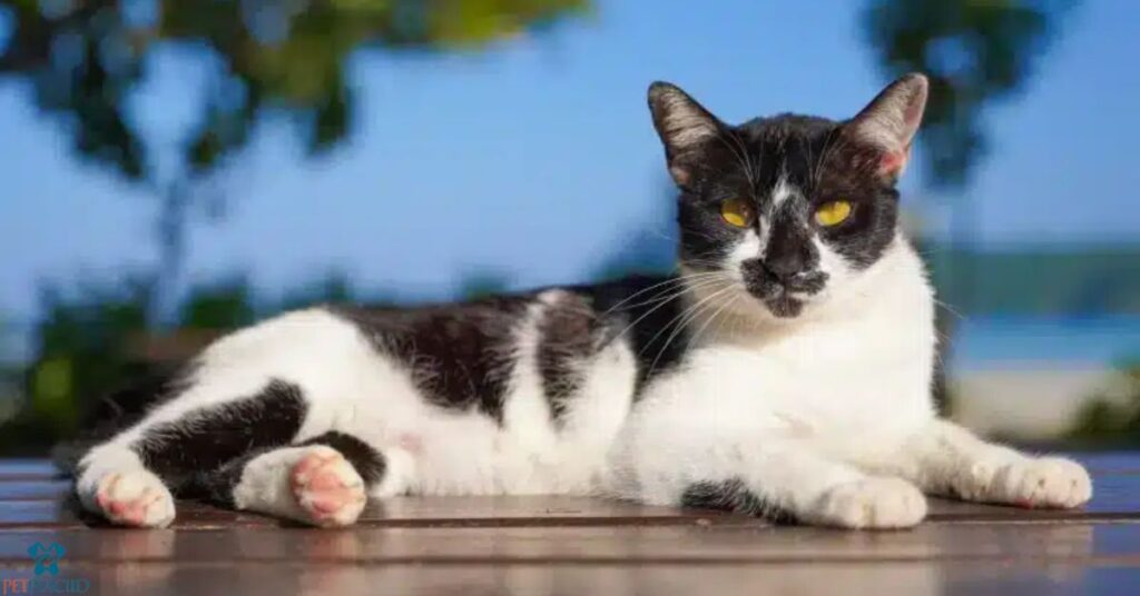 Harlequin cat with tabby coat pattern